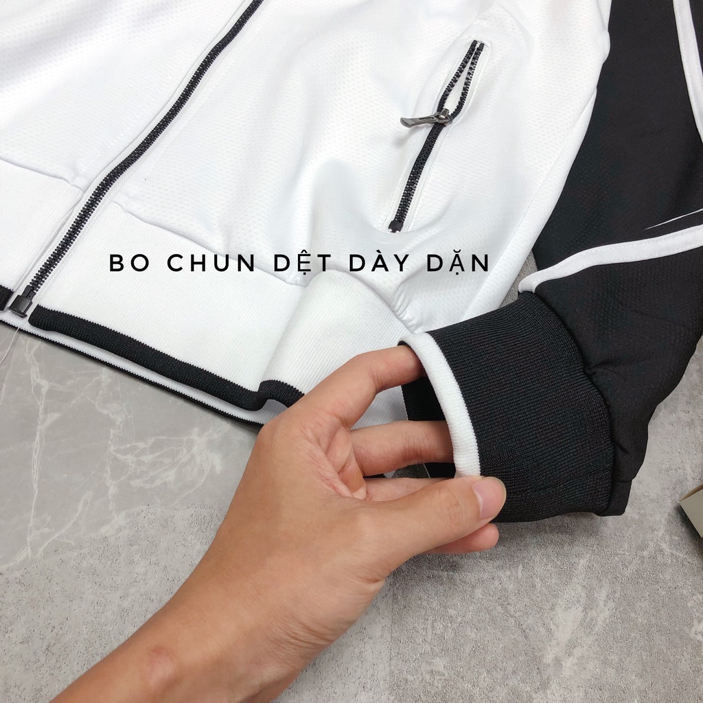 Bộ thể thao thu đông MÀU TRẮNG nam BIGSIZE cao cấp xuất khẩu kéo khóa tập gym yoga BDA - 8682