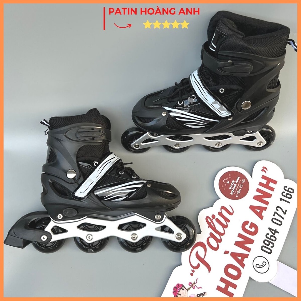 Giày trượt patin trẻ em chuyển bánh từ 1 hàng thành 2 hàng, 8 bánh sáng đèn sport, Giày điều chỉnh tăng giảm được size