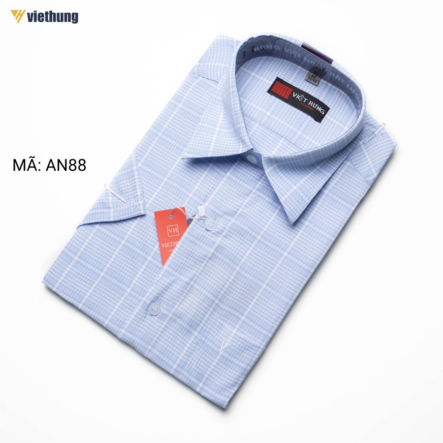 Áo Sơ Mi Nam Ngắn Tay Form Rộng VIỆT HƯNG Dáng suông Vạt Ngang Chất Vải lon Mỹ Thấm Hút Mồ Hôi AN88 | BigBuy360 - bigbuy360.vn
