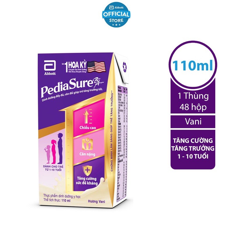 Thùng 48 hộp sữa Pediasure 110ml (hương vani)