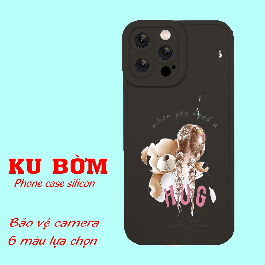Ốp lưng chống xước cô bé và gấu bông cho Iphone 6 7 8 Plus 11 12 13 mini Pro Max X Xr HA-22FAS1044