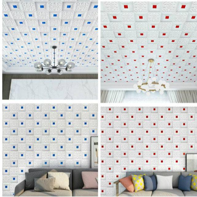 Nhãn dán tường trần nhà trang trí chống nước in hinh2 nổi 3D