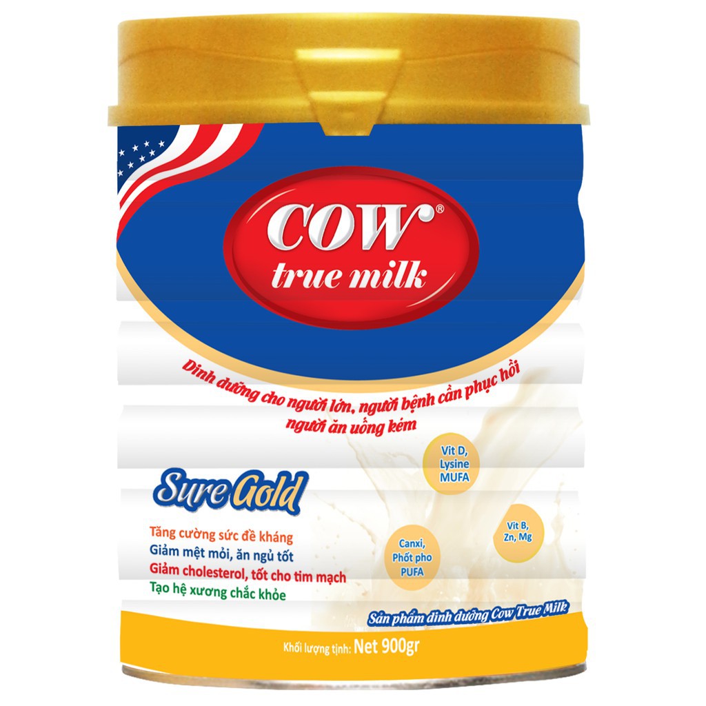 Sữa bột Cow True Milk Sure Gold 900g