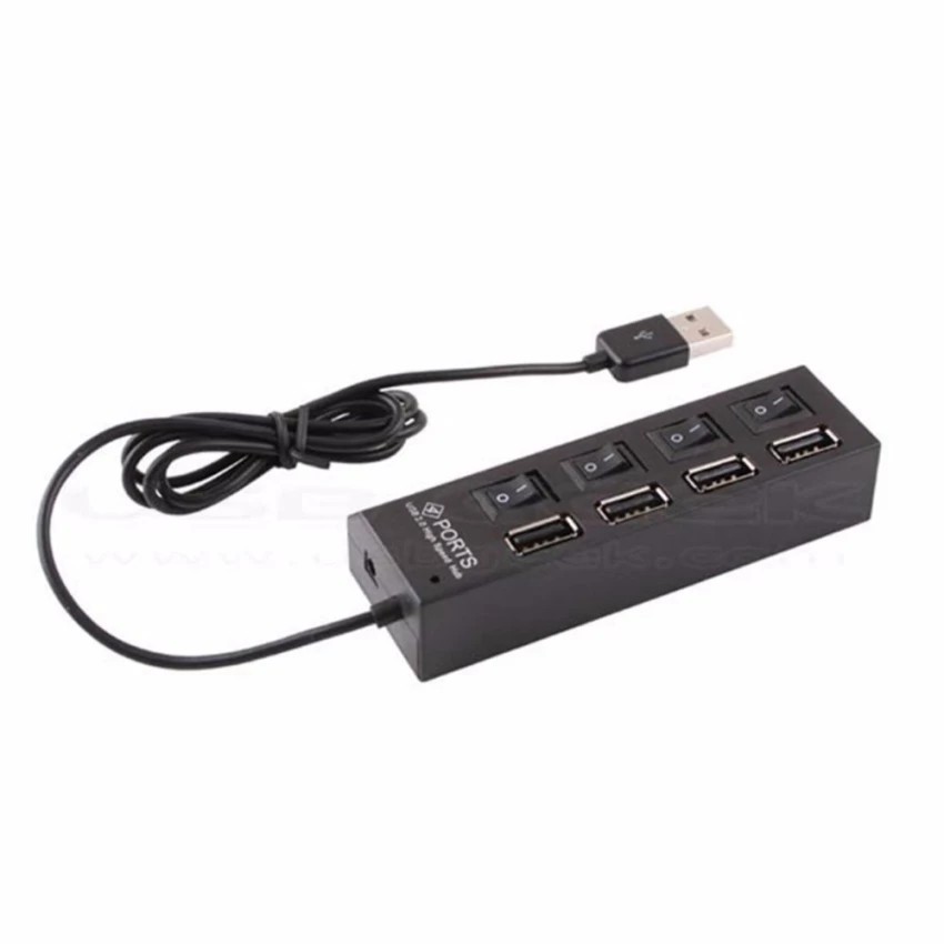Hub usb 4 cổng có công tắc ON/OFF cho PC Laptop (Đen)