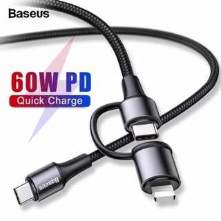 Cáp sạc nhanh đa năng 60W PD Baseus 2 in 1 Type C to [ Type C & Lightning ]