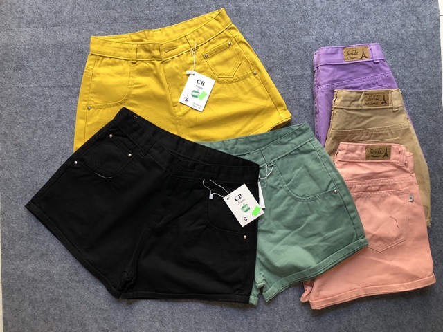 Quần short jeans lưng cao ống rộng đủ màu kèm clip và hình tự chụp