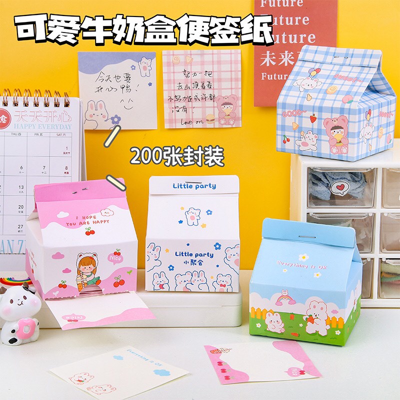 Note - giấy ghi chú dạng hộp sữa đáng yêu │ 220 tờ │ Cực nhiều mẫu siêu đáng yêu │ Xem thêm ở phần MÔ TẢ SẢN PHẨM 🌸 Tiệm