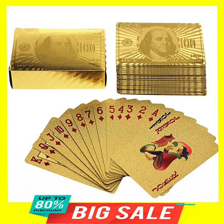 Bộ bài tây mạ vàng 24K ánh pha lê cực đẹp