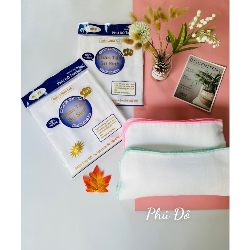 Khăn Tắm Phú Đô - Khăn Tắm Xô Cho Bé 4 Lớp, 6 Lớp Siêu Thấm Hút Hàng Việt Nam