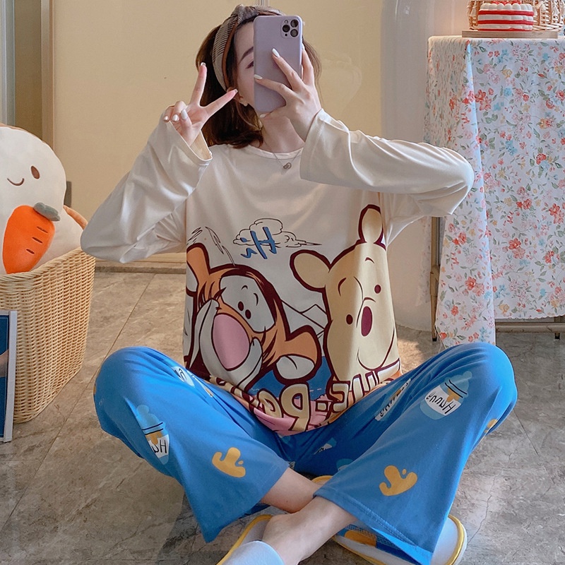 Đồ bộ nữ quần dài mặc ở nhà TOZZO mùa hè form bigsize chất thun cotton phong cách hàn quốc  dễ thương 50-70KG BD01 | BigBuy360 - bigbuy360.vn