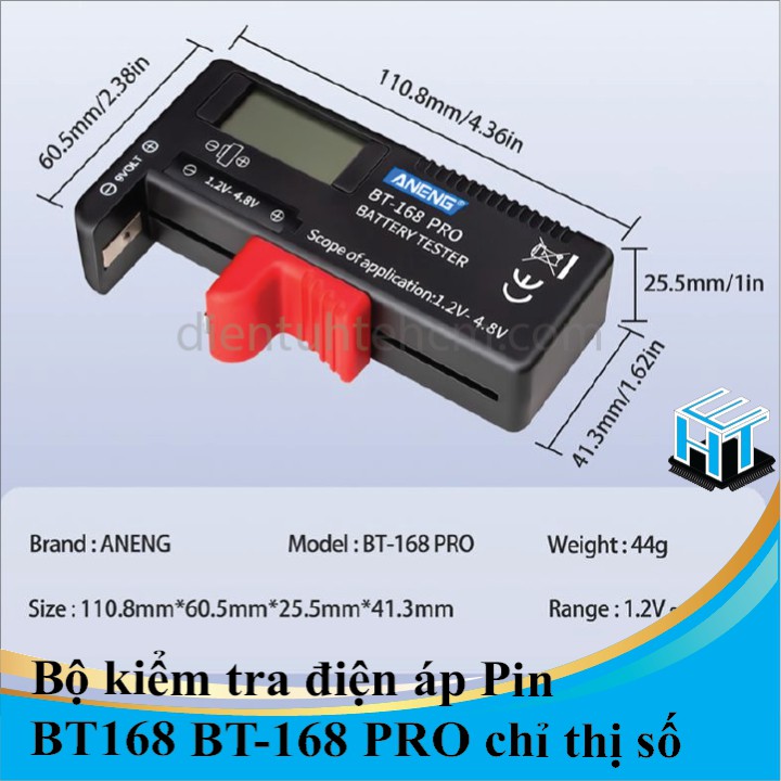 Bộ kiểm tra điện áp Pin BT168 BT-168 PRO chỉ thị số