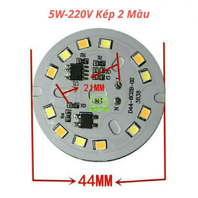 Nhân Led Mắt Led vỉ tròn 5W-7W/220V 3 Mầu Điện 220VAC