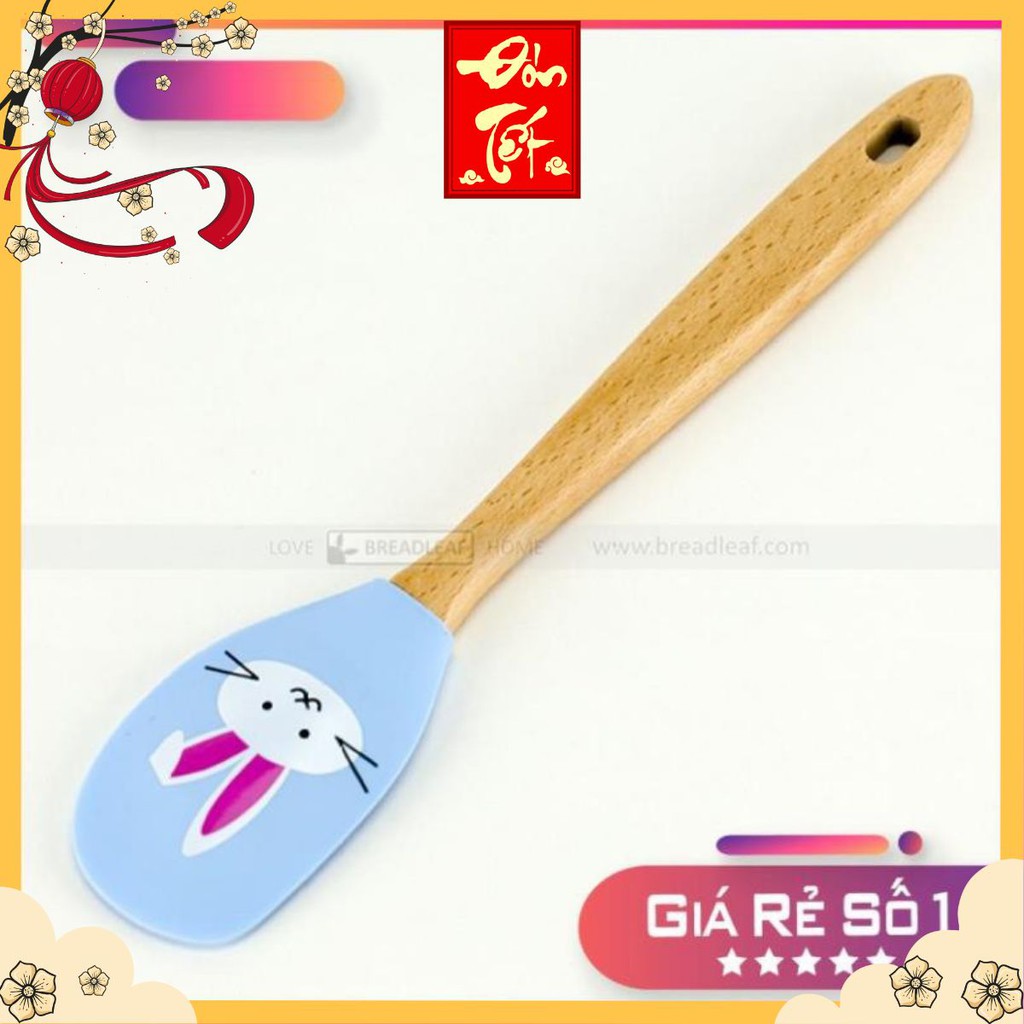 Phới Silicon Vét Bột Cán Gỗ Breadleaf - Spatula Size Đại
