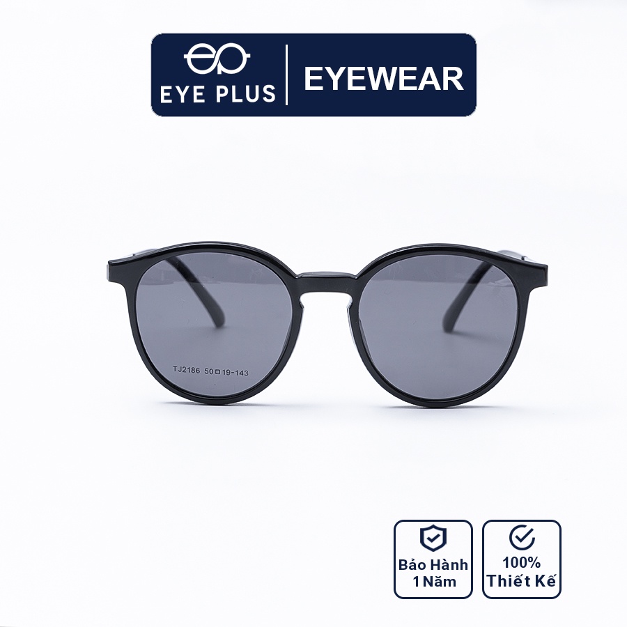Gọng kính râm cận nam nữ thời trang EYE PLUS mắt tròn 2in1KL-2186