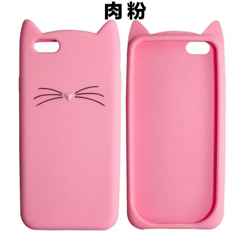 iphone 5s 6s 7 8 plus X Case Cover HOT 3D Cute Cartoon Beard Cat Soft Silicone