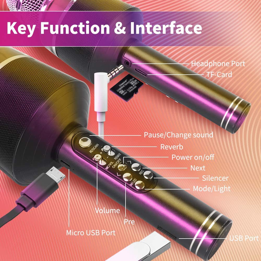 Q008 Máy Micro Karaoke Bluetooth Không dây Loa Bluetooth tại nhà cho Android / iPhone / iPad / PC