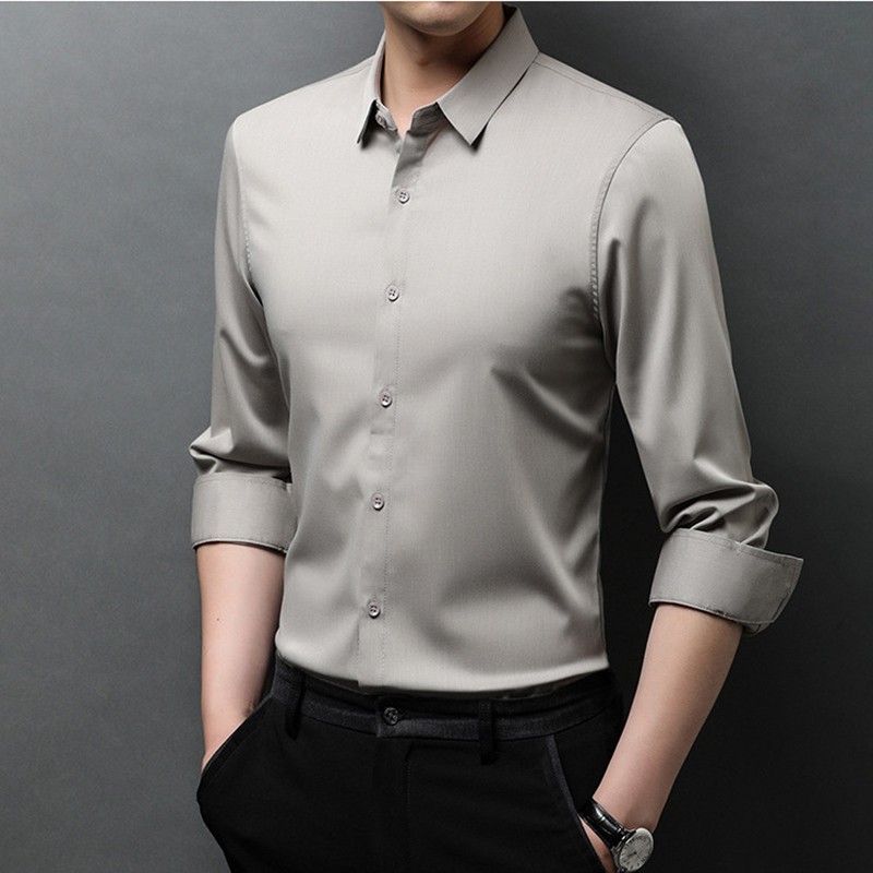 Áo sơ mi nam dài tay VETINO kiểu dáng Hàn Quốc , áo sơ mi trắng vải lụa thái mềm mịn phong cách thời trang | BigBuy360 - bigbuy360.vn