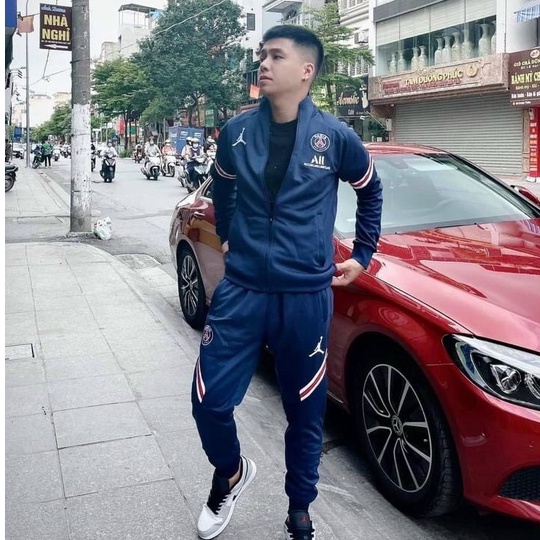 Bộ thể thao nam thu đông kéo khoá - Bộ nỉ nam phối sọc hình bóng chày  và logo tròn - PANDO BD58