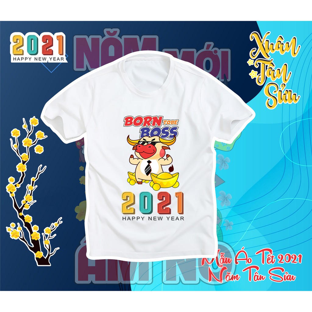 Áo thun tết tân sửu 2021  35 mẫu - Áo phông gia đình tay lỡ diện tết chọn mẫu siêu hot chất cotton 4 chiều