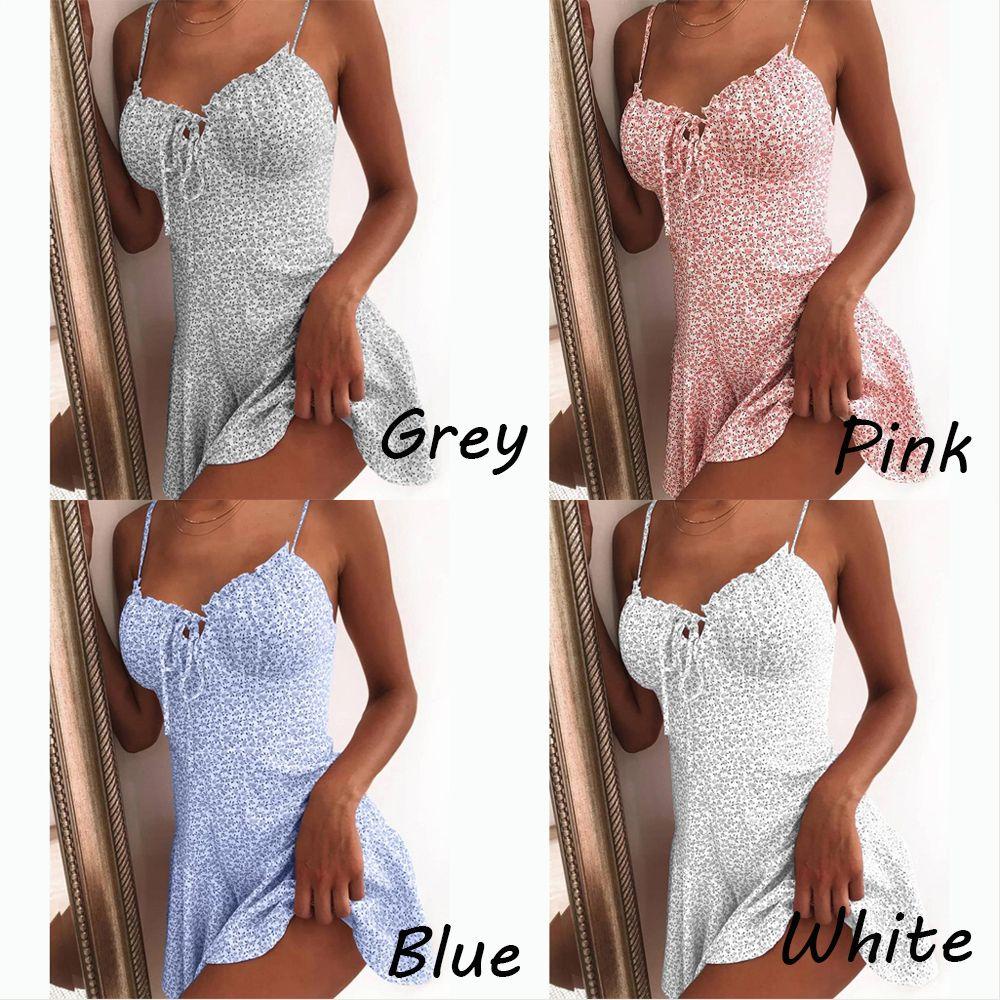 JUNE Đầm Dây Hoạ Tiết Hoa Phong Cách Bohomian Cho Phái Nữ