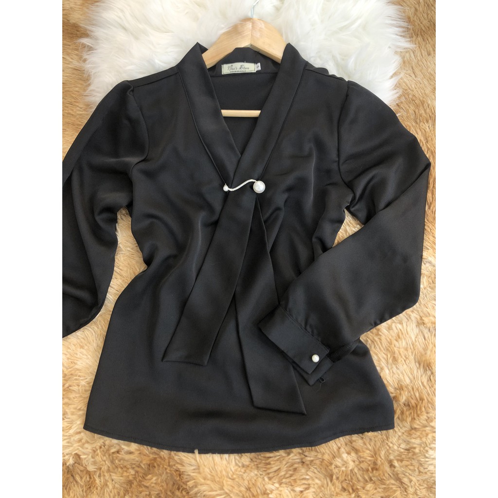 Áo Sơ Mi Nữ Tay Dài Satin Lụa Cổ Cách Điệu (Kèm Ảnh Thật Và Clip) | BigBuy360 - bigbuy360.vn