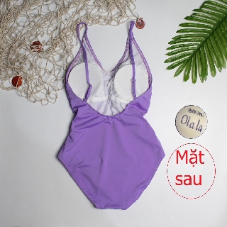 Bikini một mảnh cổ V màu tím