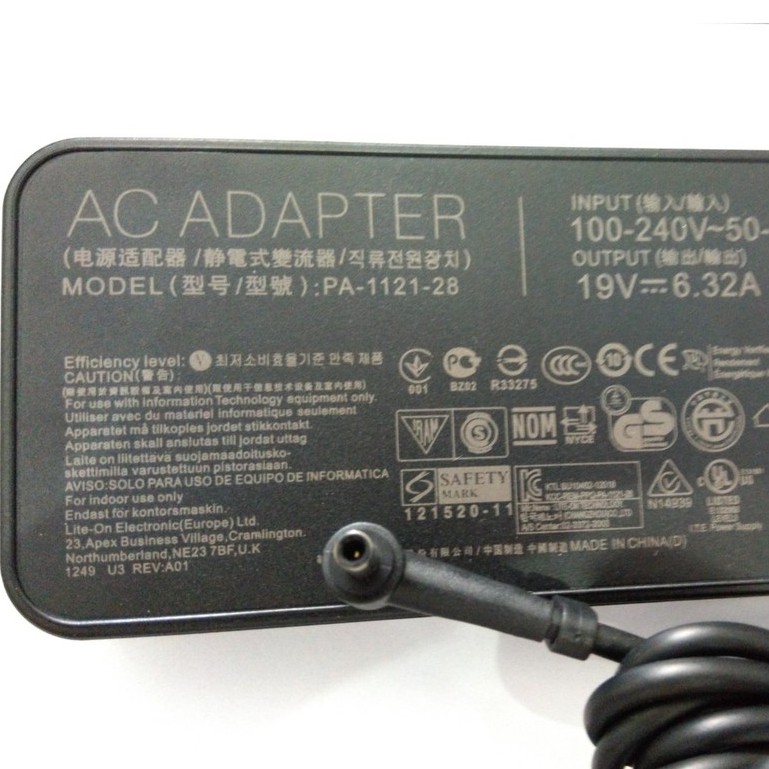 (ADAPTER) SẠC LAPTOP ASUS 19V 6.32A (120W) (Slim, Đầu kim nhỏ) kích thước đầu ghim (4.5 x 3.0 mm)