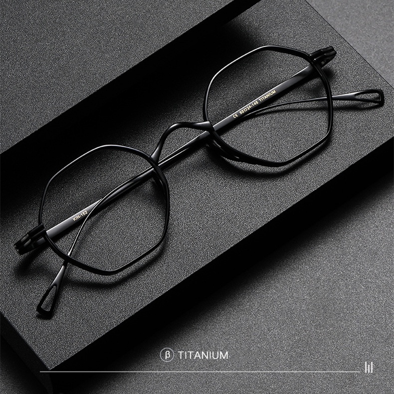 Mắt Kính 10g Gọng Titan Nguyên Chất Hình Lục Giác Phong Cách Nhật Bản KMN152