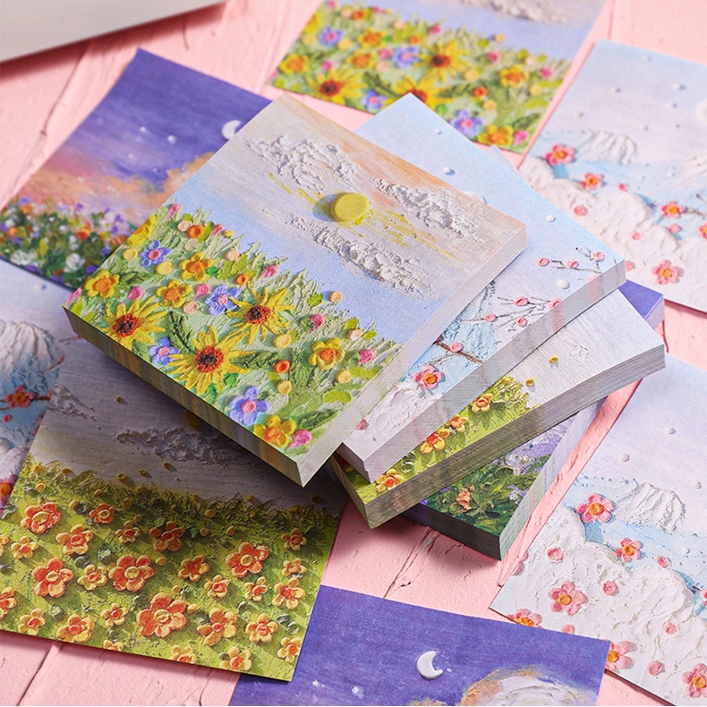 Nhãn Dán Ghi Chú Giấy Ghi Chú Họa Tiết Tranh Sơn Dầu Cho Học Sinh