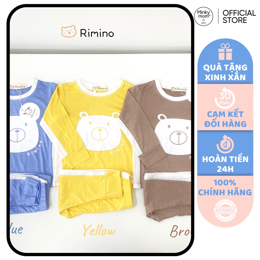 [SALE] Bộ Quần Áo Bé Trai, Bé Gái KIMCHIBABY Vải Thun Lạnh Hoạ Tiết Mặt Gấu, Bộ Dài Tay Cho Bé Mặc Nhà Thu Đông KWTD2202
