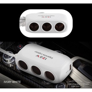 Bộ chia 3 tẩu Cigarette Lighter kiêm cổng sạc usb