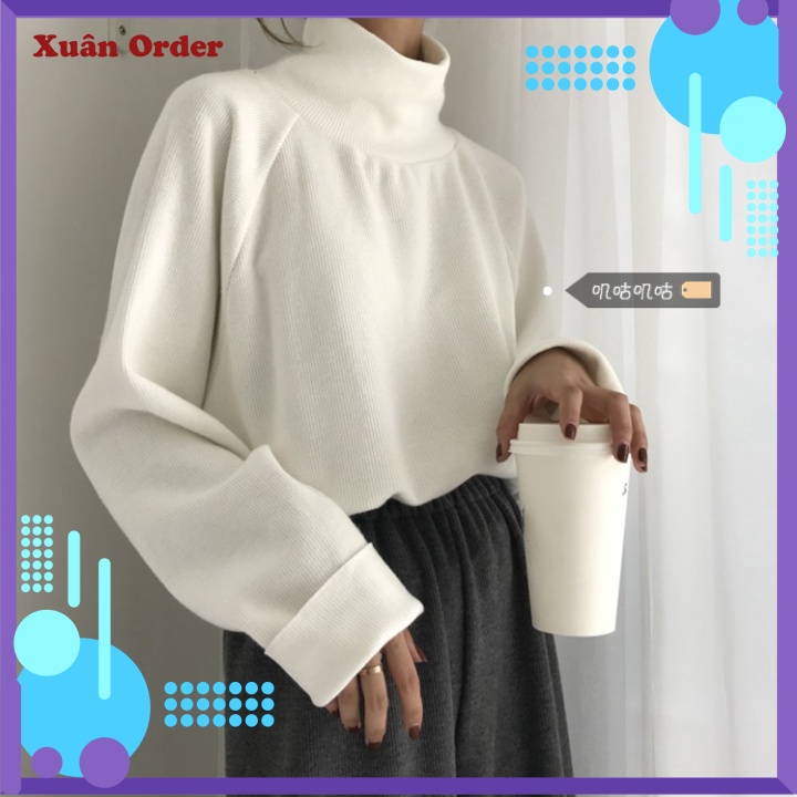 (Order 7-12 Ngày, Bigsize XL-4XL) Áo Len Nữ Cổ Lọ Áo Len Nữ Rộng Rãi