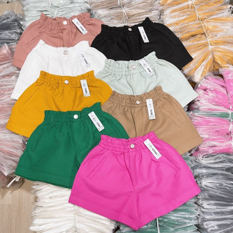 Quần shorts Cạp cáp Đóng nút kiểu lưng thun có giãn