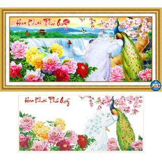 Tranh Đính Đá ABC 3D Hoa Khai Phú Quý DF277 (KHÁCH TỰ ĐÍNH) KT:113X55CM