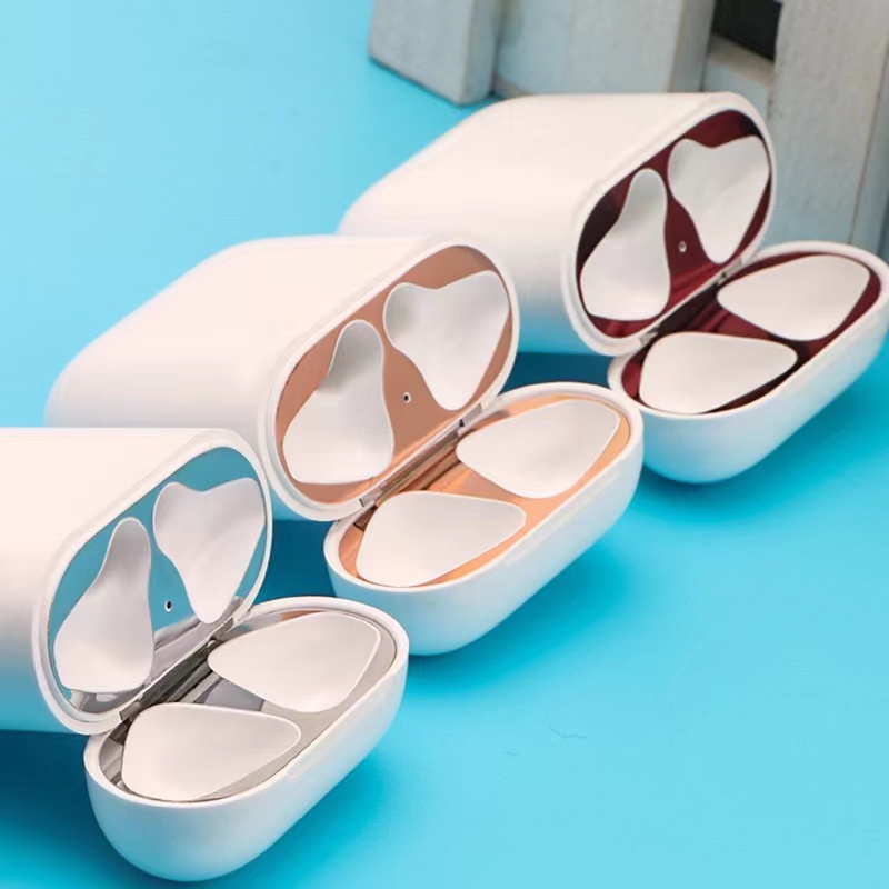 Miếng dán kim loại nhám siêu mỏng chống bụi bảo vệ cho hộp sạc tai nghe Apple thế hệ 3 2 pro 2021