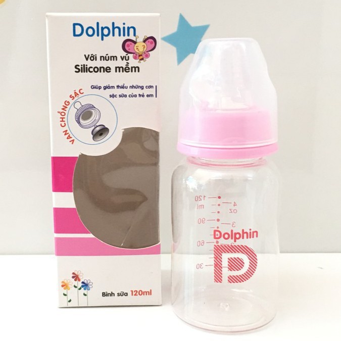 🎯KHUYẾN MÃI 🎯BÌNH SỮA DOLPHIN CỔ HEP có Van Chống Sặc 60ml/120ML/240ML cho bé