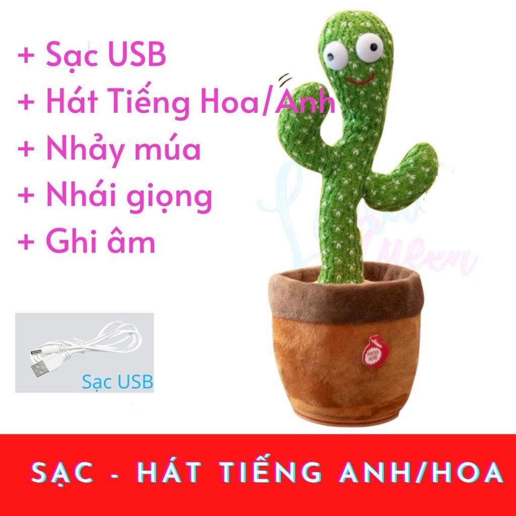 Cây xương rồng nhảy múa vui nhộn phát 120 bài hát nhạc - nhại được giọng nói (tặng kèm pin)