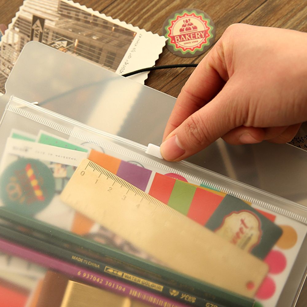 Bộ 1/5 Túi Zip Bằng Nhựa PVC Trong Suốt Có Khóa Kéo Dùng Đựng Đồ Dùng