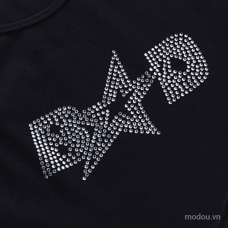 Áo tank top in chữ đính đá lấp lánh thời trang cho nữ 7gLw