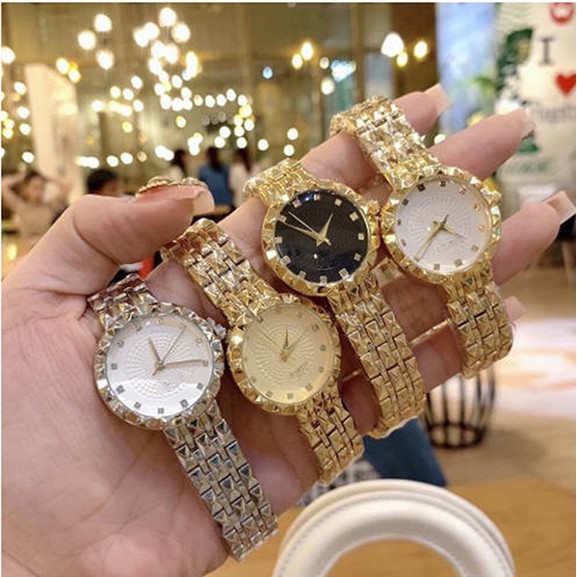 Đồng hồ Nữ YFUN viền lượn sóng, mặt hoa văn đơn giản sang trọng | BigBuy360 - bigbuy360.vn