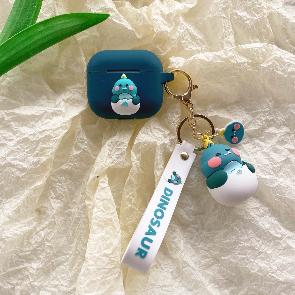 Vỏ Bảo Vệ Hộp Sạc Tai Nghe AirPods3 AirPods3 Pro 2Gen Họa Tiết Hoạt Hình Khủng Long Xanh Navy Dễ Thương Ốp