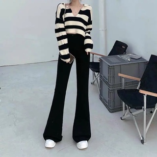 Quần ống loe ôm body basic Mingming màu đen