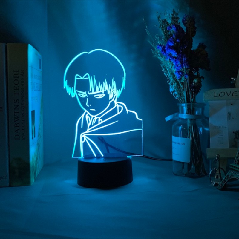 Attack on Titan Captain Levi Ackerman Figure Led Night Light for Kids Child Bedroom Decor Nightlight Colorful Table Lamp Gift