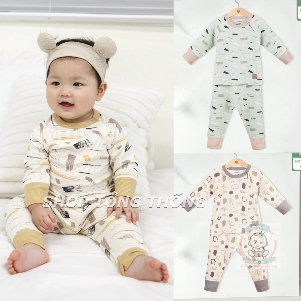 Bộ Uala Rogo dài tay chất Modal cao cấp mềm mịn thoáng mát thun tăm gân in họa tiết cho bé trai bé gái 3965