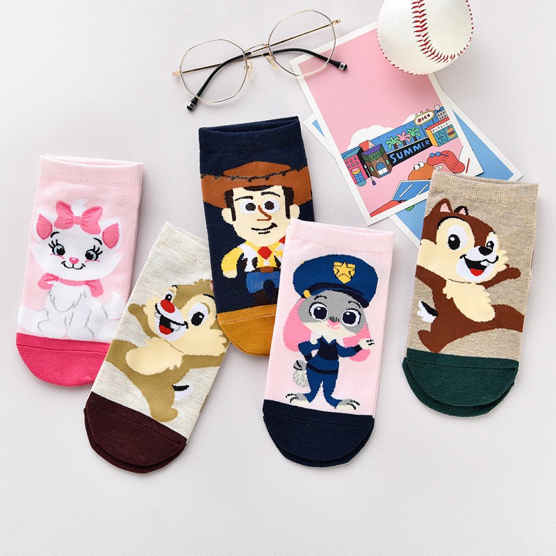 Vớ Ngắn Cổ Disney Micky Cotton Họa Tiết Hoạt Hình Xuân Thu In Hoạ tiết Phong Cách Nhật Bản Tất Cổ Ngắn Hàn Quốc Ulzzang