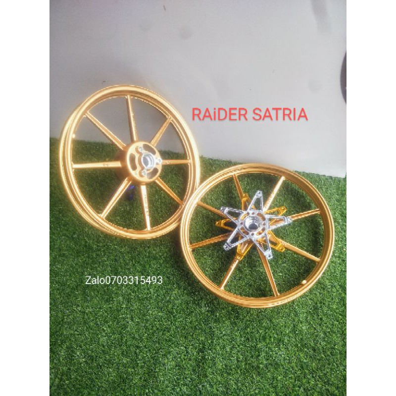 CẶP BÁNH MÂM 8 CÂY RAIDER SATRIA KÈM PAT ĐĨA NGÔI SAO GẮN NHƯ ZIN