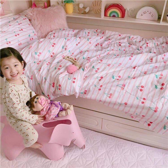 Bộ Chăn Ga Gối Cottong Poly Cherry Đỏ