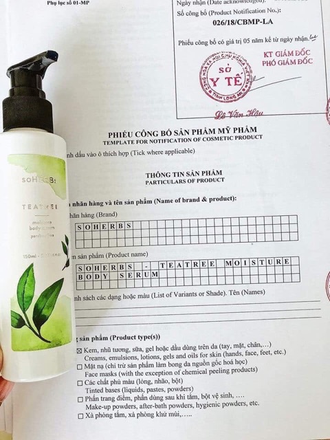 Serum Body Trà Xanh Soherbs