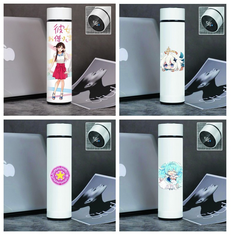 Bình Giữ Nhiệt in hình FAIRY TAIL TOKYO GHOUL ARKNIGHTS Lõi INOX có nắp báo nhiệt độ