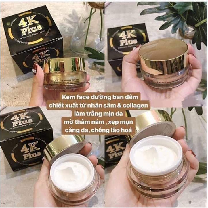 KEM DƯỠNG TRẮNG DA MẶT BAN ĐÊM 4K PLUS WHITENING NIGHT CREAM 20gr